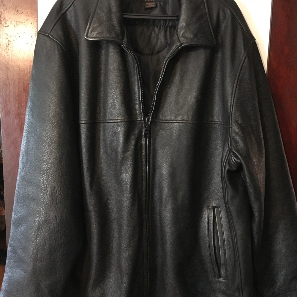 Peterbilt Harley Davidson black leather motorcycle insulated jacket, Sz XXL